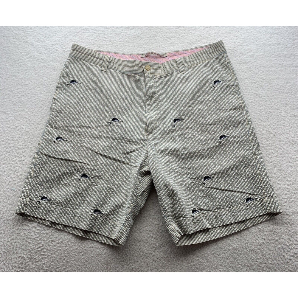 VTG Berle Seersucker Shorts Mens 38x9 Stone Wash M Dumas & Sons‎ Charleston SC